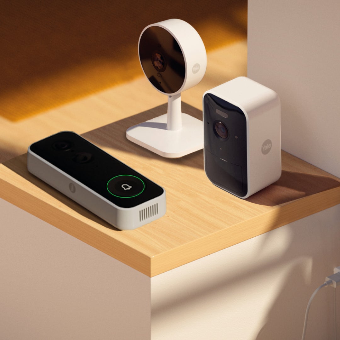 Yale smart indoor and outdoor cameras and video doorbell monitoring a home, loved ones, and deliveries for everyday peace of mind.