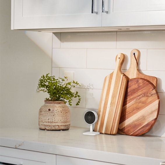 The Yale Smart Indoor Camera on a kicthen worktop