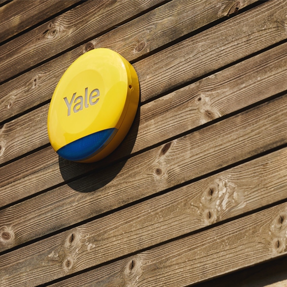 Front Door of a house showing the Yale Smart Alarm Siren